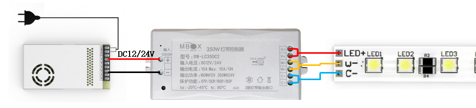 灯带控制器接线图 1路